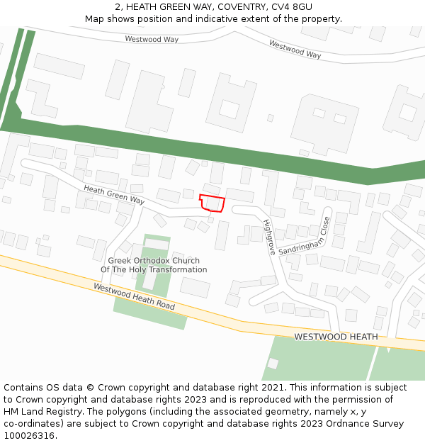 2, HEATH GREEN WAY, COVENTRY, CV4 8GU: Location map and indicative extent of plot