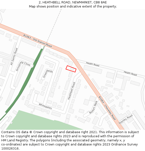2, HEATHBELL ROAD, NEWMARKET, CB8 8AE: Location map and indicative extent of plot