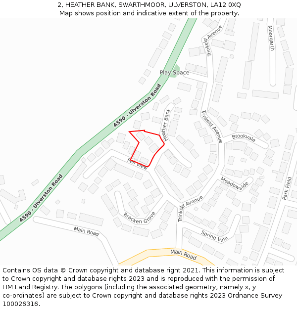 2, HEATHER BANK, SWARTHMOOR, ULVERSTON, LA12 0XQ: Location map and indicative extent of plot