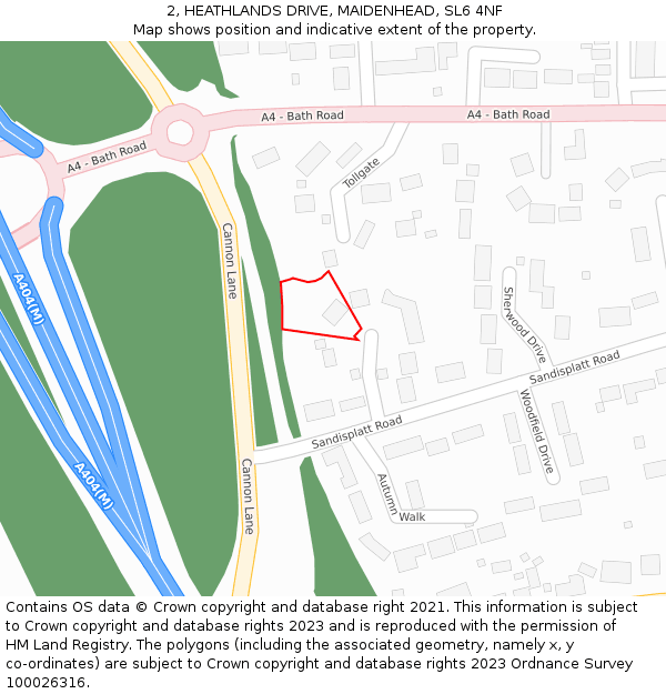 2, HEATHLANDS DRIVE, MAIDENHEAD, SL6 4NF: Location map and indicative extent of plot