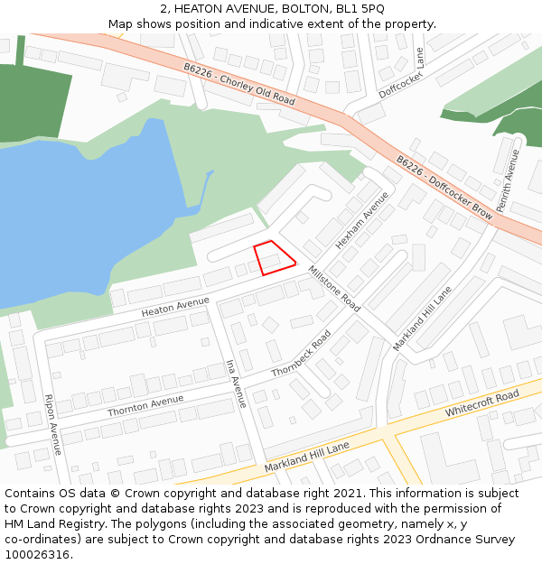 2, HEATON AVENUE, BOLTON, BL1 5PQ: Location map and indicative extent of plot