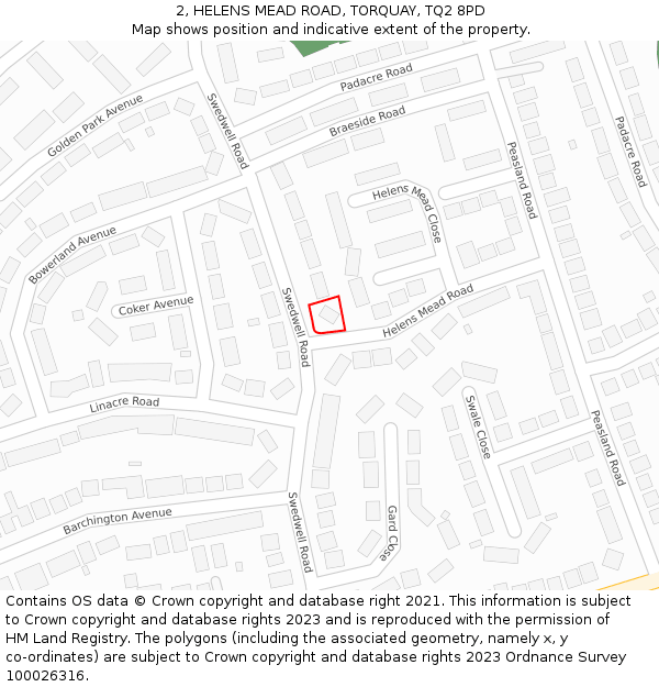 2, HELENS MEAD ROAD, TORQUAY, TQ2 8PD: Location map and indicative extent of plot