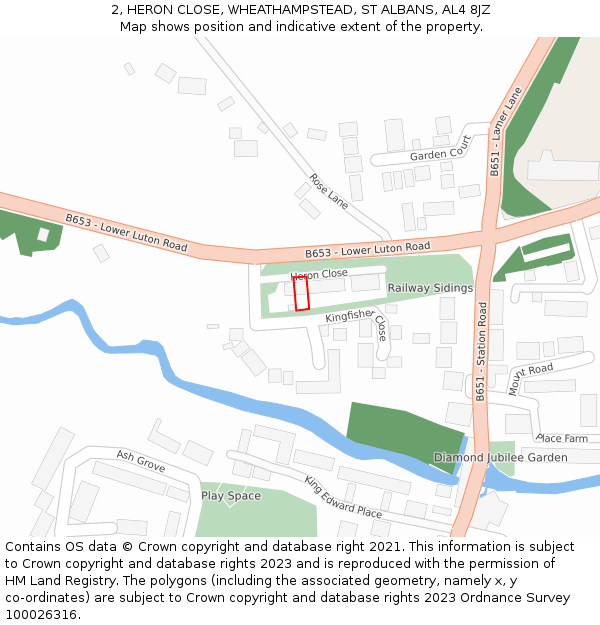 2, HERON CLOSE, WHEATHAMPSTEAD, ST ALBANS, AL4 8JZ: Location map and indicative extent of plot