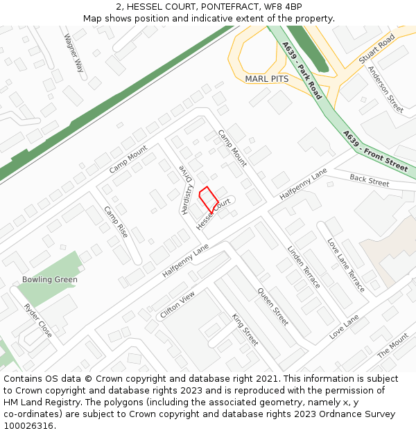 2, HESSEL COURT, PONTEFRACT, WF8 4BP: Location map and indicative extent of plot