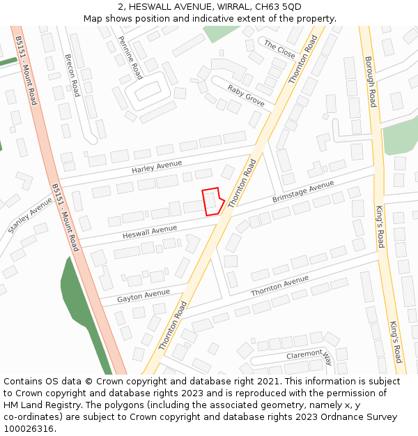 2, HESWALL AVENUE, WIRRAL, CH63 5QD: Location map and indicative extent of plot