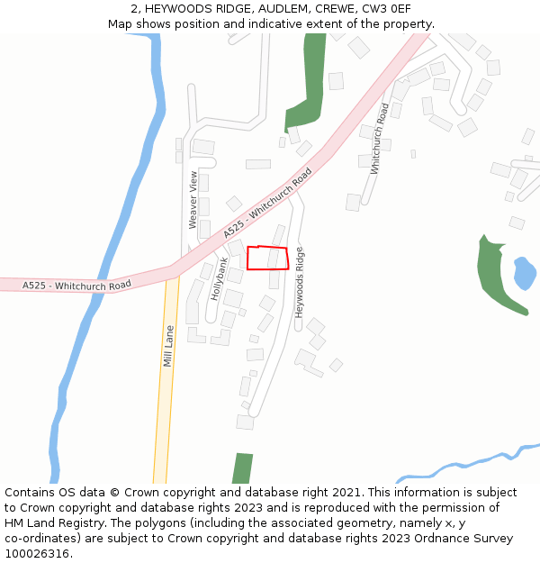2, HEYWOODS RIDGE, AUDLEM, CREWE, CW3 0EF: Location map and indicative extent of plot