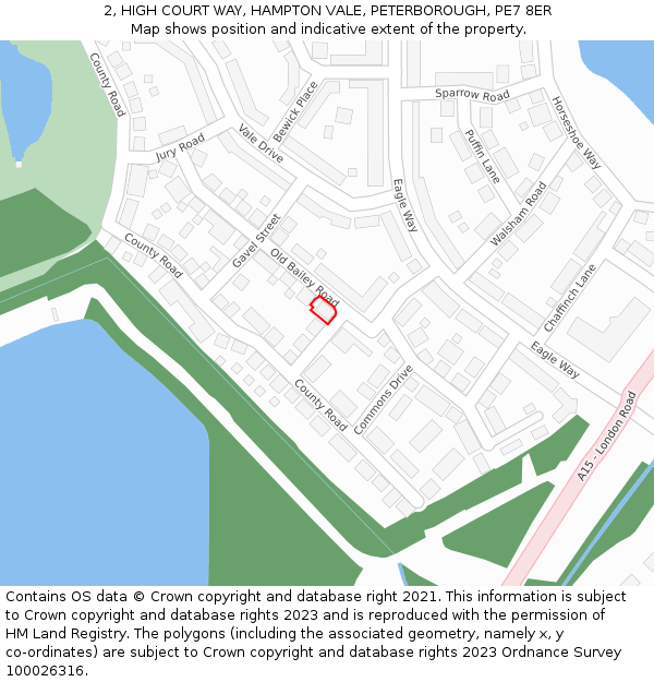 2, HIGH COURT WAY, HAMPTON VALE, PETERBOROUGH, PE7 8ER: Location map and indicative extent of plot