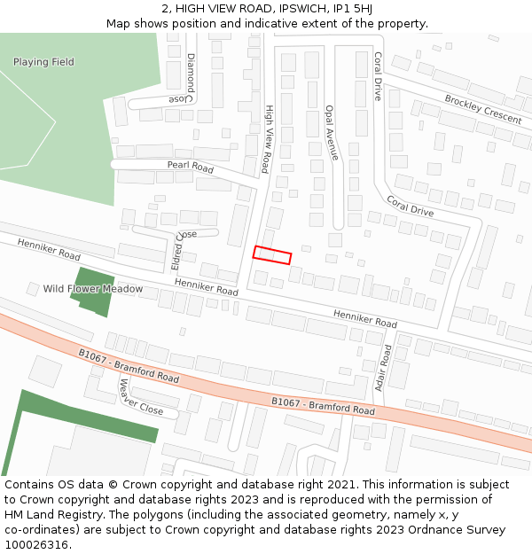 2, HIGH VIEW ROAD, IPSWICH, IP1 5HJ: Location map and indicative extent of plot