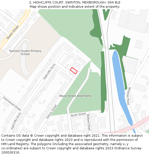 2, HIGHCLIFFE COURT, SWINTON, MEXBOROUGH, S64 8LE: Location map and indicative extent of plot