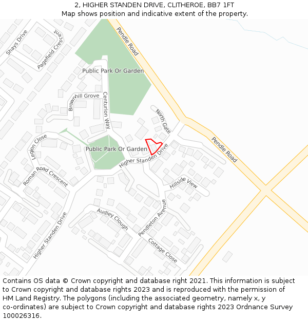 2, HIGHER STANDEN DRIVE, CLITHEROE, BB7 1FT: Location map and indicative extent of plot