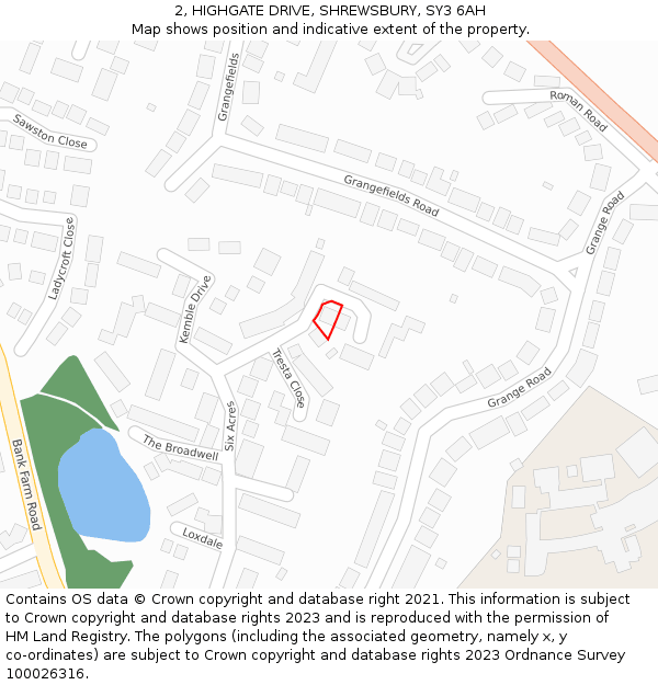 2, HIGHGATE DRIVE, SHREWSBURY, SY3 6AH: Location map and indicative extent of plot