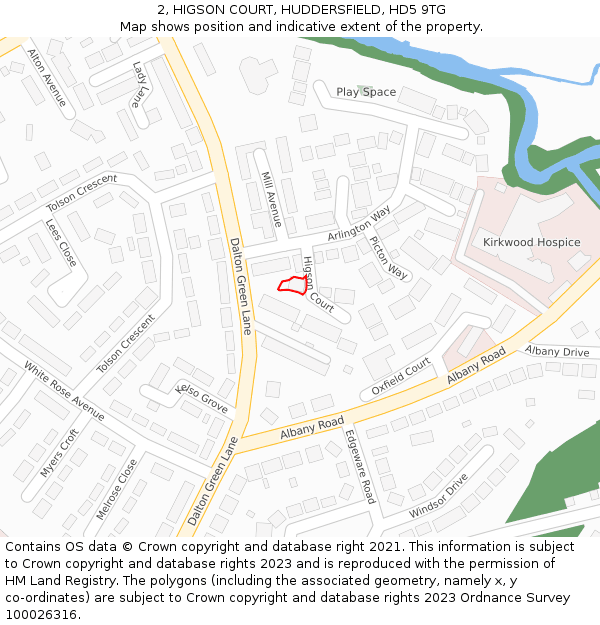 2, HIGSON COURT, HUDDERSFIELD, HD5 9TG: Location map and indicative extent of plot