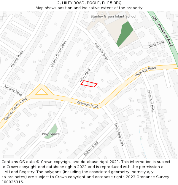 2, HILEY ROAD, POOLE, BH15 3BQ: Location map and indicative extent of plot