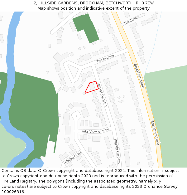 2, HILLSIDE GARDENS, BROCKHAM, BETCHWORTH, RH3 7EW: Location map and indicative extent of plot