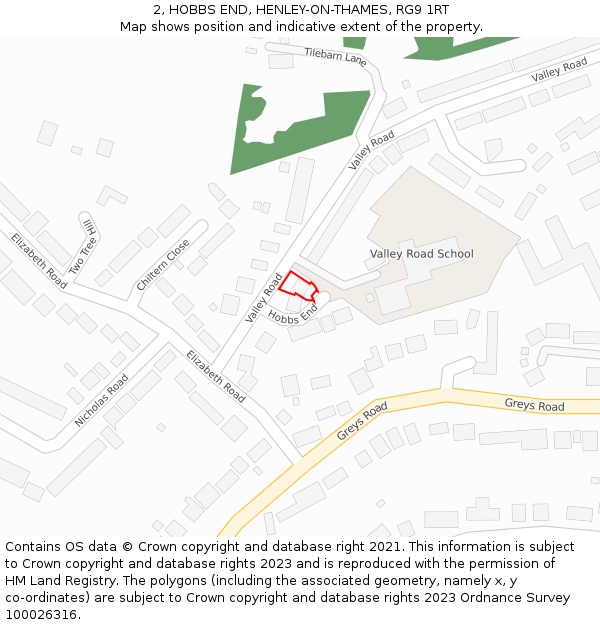 2, HOBBS END, HENLEY-ON-THAMES, RG9 1RT: Location map and indicative extent of plot