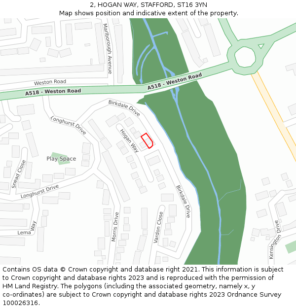 2, HOGAN WAY, STAFFORD, ST16 3YN: Location map and indicative extent of plot