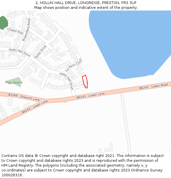 2, HOLLIN HALL DRIVE, LONGRIDGE, PRESTON, PR3 3UF: Location map and indicative extent of plot