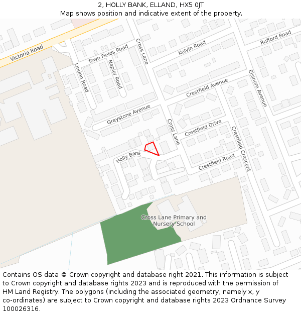 2, HOLLY BANK, ELLAND, HX5 0JT: Location map and indicative extent of plot