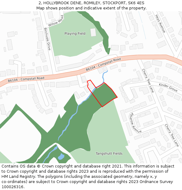 2, HOLLYBROOK DENE, ROMILEY, STOCKPORT, SK6 4ES: Location map and indicative extent of plot