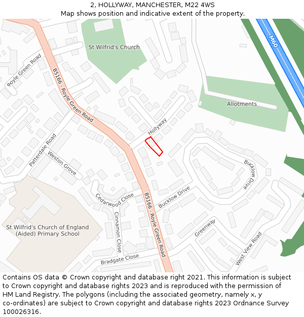 2, HOLLYWAY, MANCHESTER, M22 4WS: Location map and indicative extent of plot