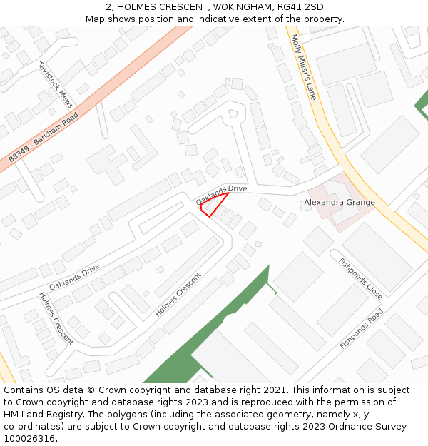 2, HOLMES CRESCENT, WOKINGHAM, RG41 2SD: Location map and indicative extent of plot