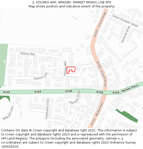 2, HOLMES WAY, WRAGBY, MARKET RASEN, LN8 5PS: Location map and indicative extent of plot