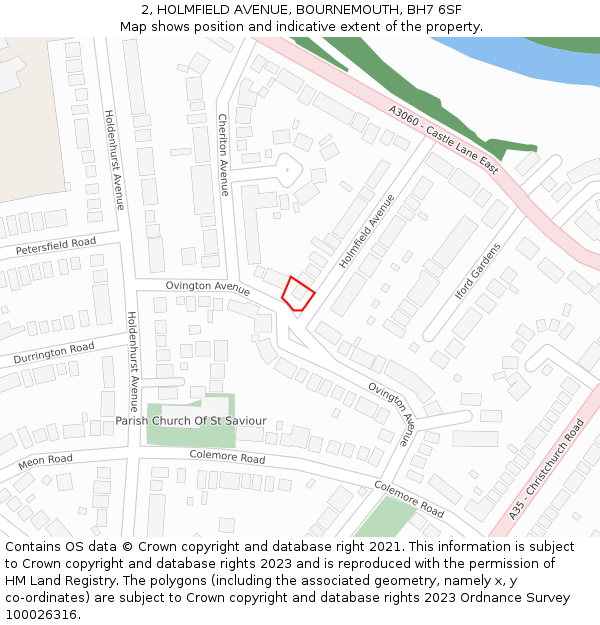 2, HOLMFIELD AVENUE, BOURNEMOUTH, BH7 6SF: Location map and indicative extent of plot