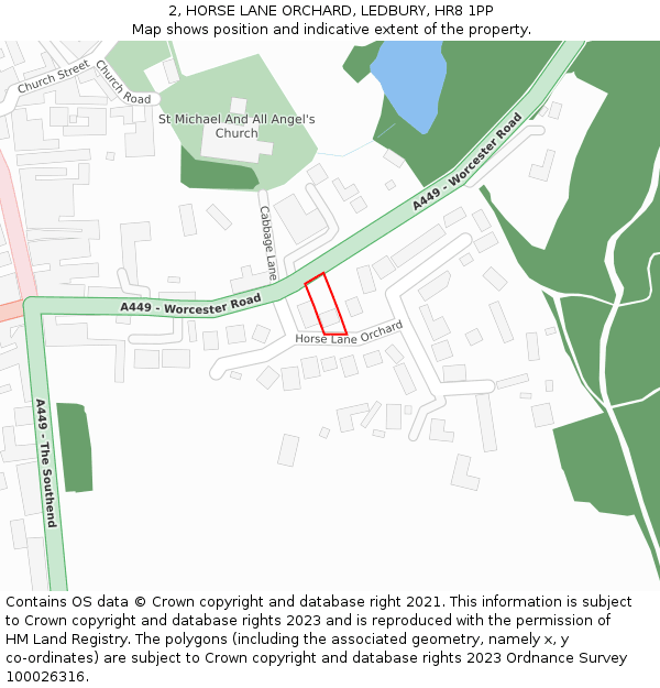 2, HORSE LANE ORCHARD, LEDBURY, HR8 1PP: Location map and indicative extent of plot