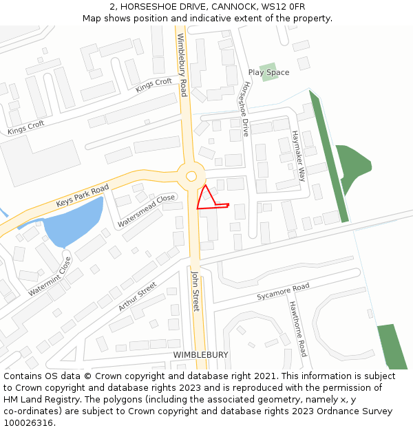 2, HORSESHOE DRIVE, CANNOCK, WS12 0FR: Location map and indicative extent of plot