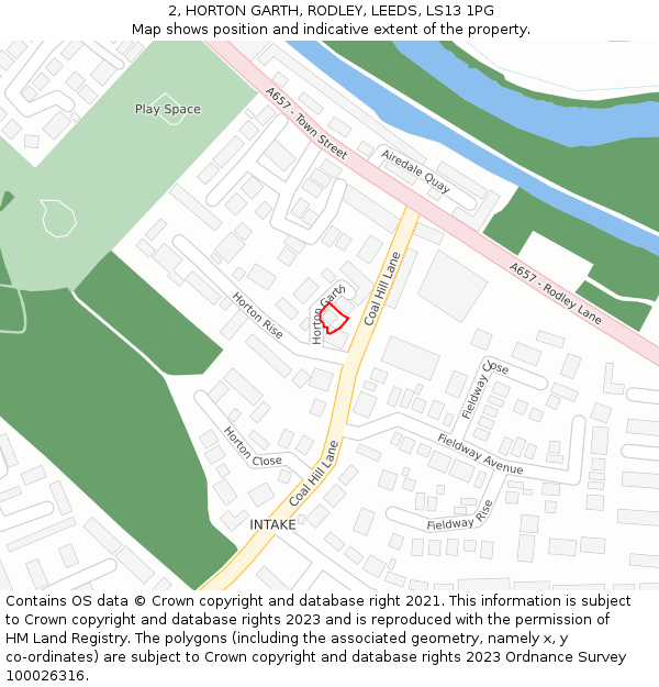 2, HORTON GARTH, RODLEY, LEEDS, LS13 1PG: Location map and indicative extent of plot