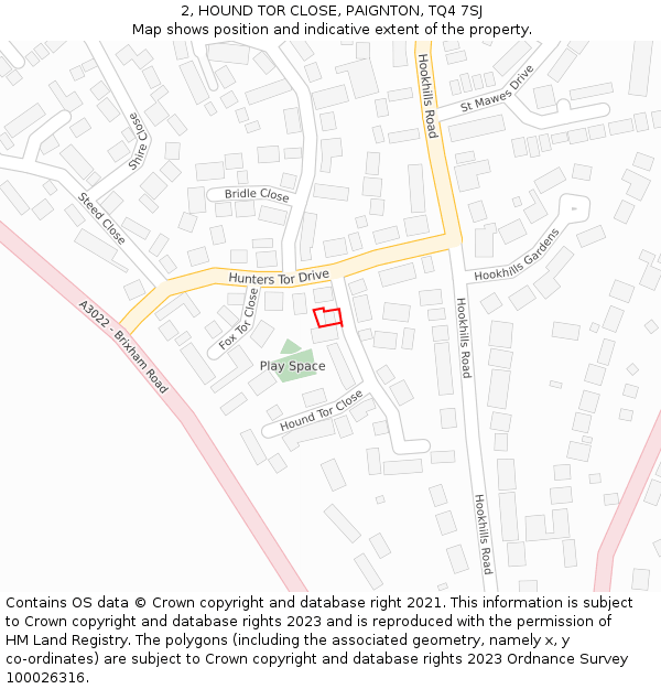 2, HOUND TOR CLOSE, PAIGNTON, TQ4 7SJ: Location map and indicative extent of plot