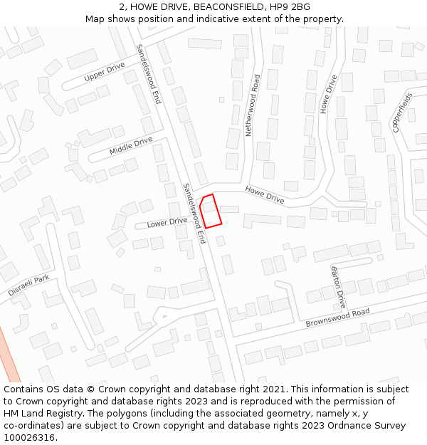2, HOWE DRIVE, BEACONSFIELD, HP9 2BG: Location map and indicative extent of plot