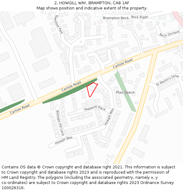 2, HOWGILL WAY, BRAMPTON, CA8 1AF: Location map and indicative extent of plot