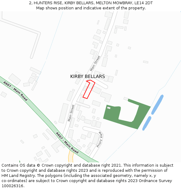 2, HUNTERS RISE, KIRBY BELLARS, MELTON MOWBRAY, LE14 2DT: Location map and indicative extent of plot