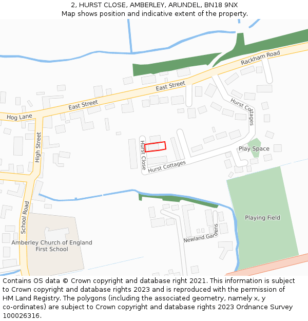 2, HURST CLOSE, AMBERLEY, ARUNDEL, BN18 9NX: Location map and indicative extent of plot