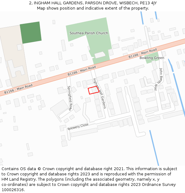 2, INGHAM HALL GARDENS, PARSON DROVE, WISBECH, PE13 4JY: Location map and indicative extent of plot