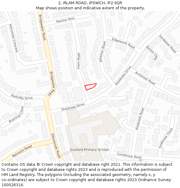 2, IRLAM ROAD, IPSWICH, IP2 9QR: Location map and indicative extent of plot