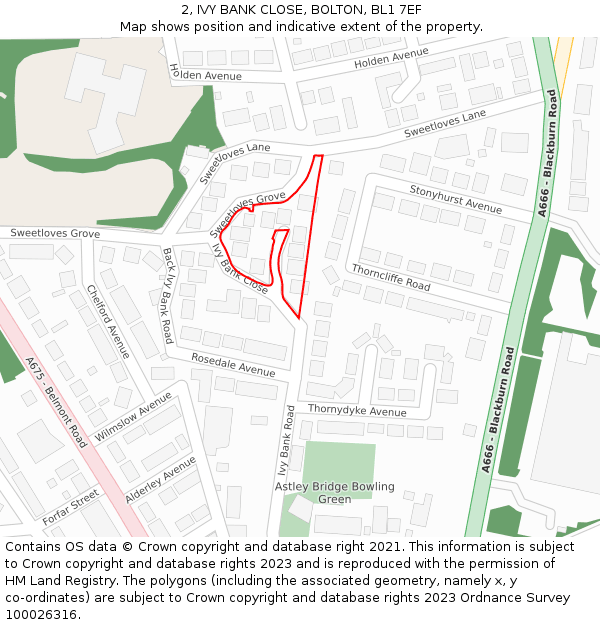 2, IVY BANK CLOSE, BOLTON, BL1 7EF: Location map and indicative extent of plot
