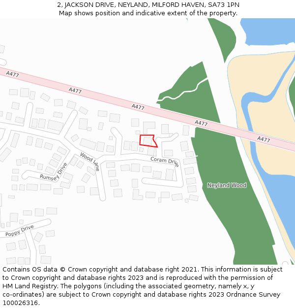 2, JACKSON DRIVE, NEYLAND, MILFORD HAVEN, SA73 1PN: Location map and indicative extent of plot