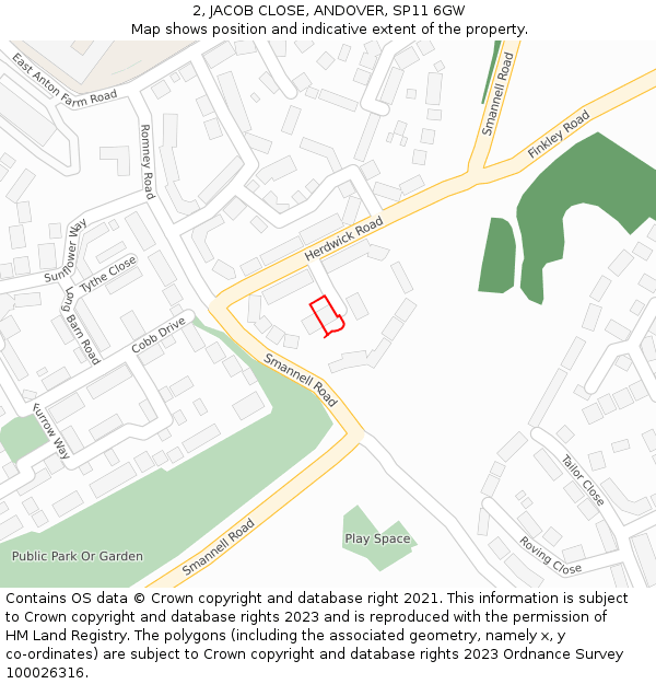 2, JACOB CLOSE, ANDOVER, SP11 6GW: Location map and indicative extent of plot