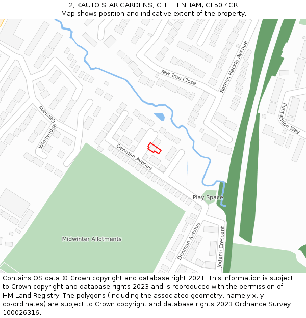 2, KAUTO STAR GARDENS, CHELTENHAM, GL50 4GR: Location map and indicative extent of plot