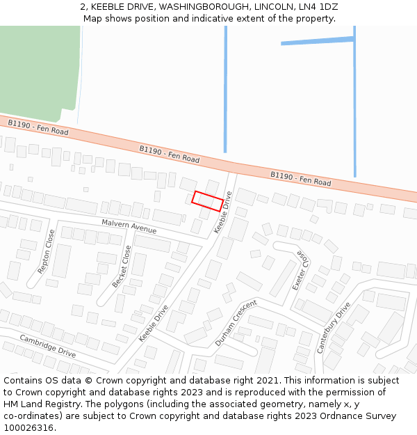 2, KEEBLE DRIVE, WASHINGBOROUGH, LINCOLN, LN4 1DZ: Location map and indicative extent of plot