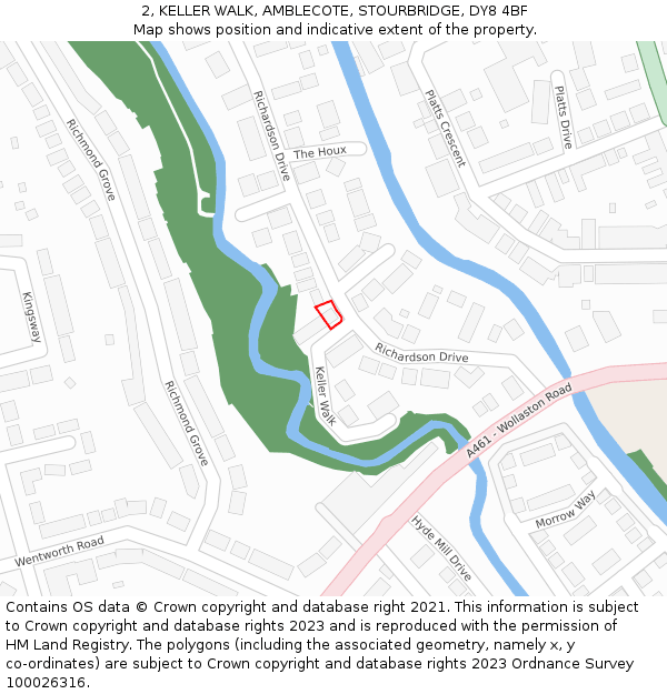 2, KELLER WALK, AMBLECOTE, STOURBRIDGE, DY8 4BF: Location map and indicative extent of plot