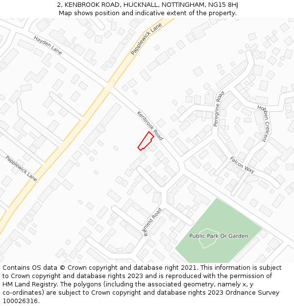 2, KENBROOK ROAD, HUCKNALL, NOTTINGHAM, NG15 8HJ: Location map and indicative extent of plot