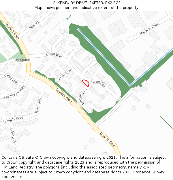 2, KENBURY DRIVE, EXETER, EX2 8GF: Location map and indicative extent of plot