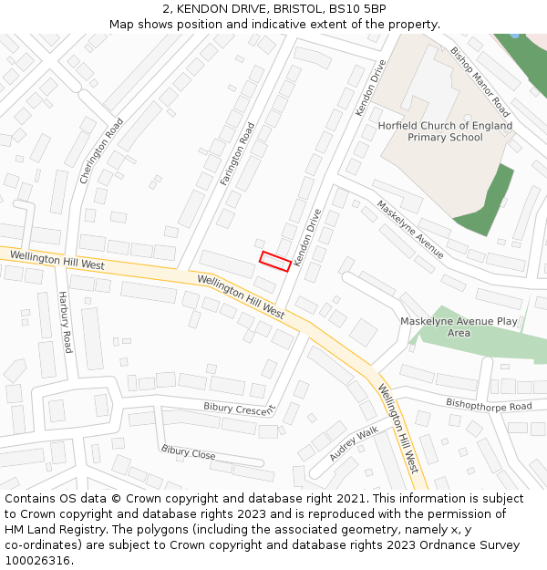 2, KENDON DRIVE, BRISTOL, BS10 5BP: Location map and indicative extent of plot