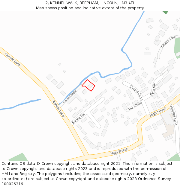 2, KENNEL WALK, REEPHAM, LINCOLN, LN3 4EL: Location map and indicative extent of plot