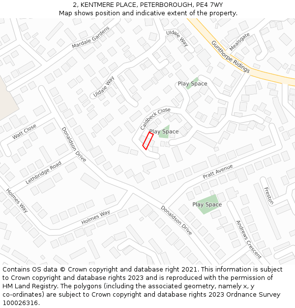 2, KENTMERE PLACE, PETERBOROUGH, PE4 7WY: Location map and indicative extent of plot