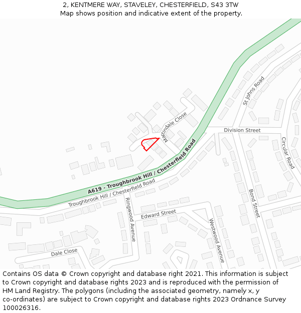 2, KENTMERE WAY, STAVELEY, CHESTERFIELD, S43 3TW: Location map and indicative extent of plot