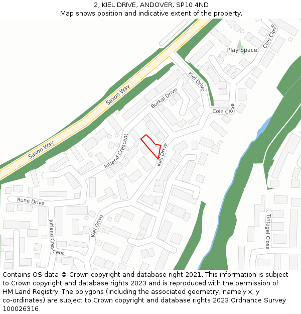 2, KIEL DRIVE, ANDOVER, SP10 4ND: Location map and indicative extent of plot